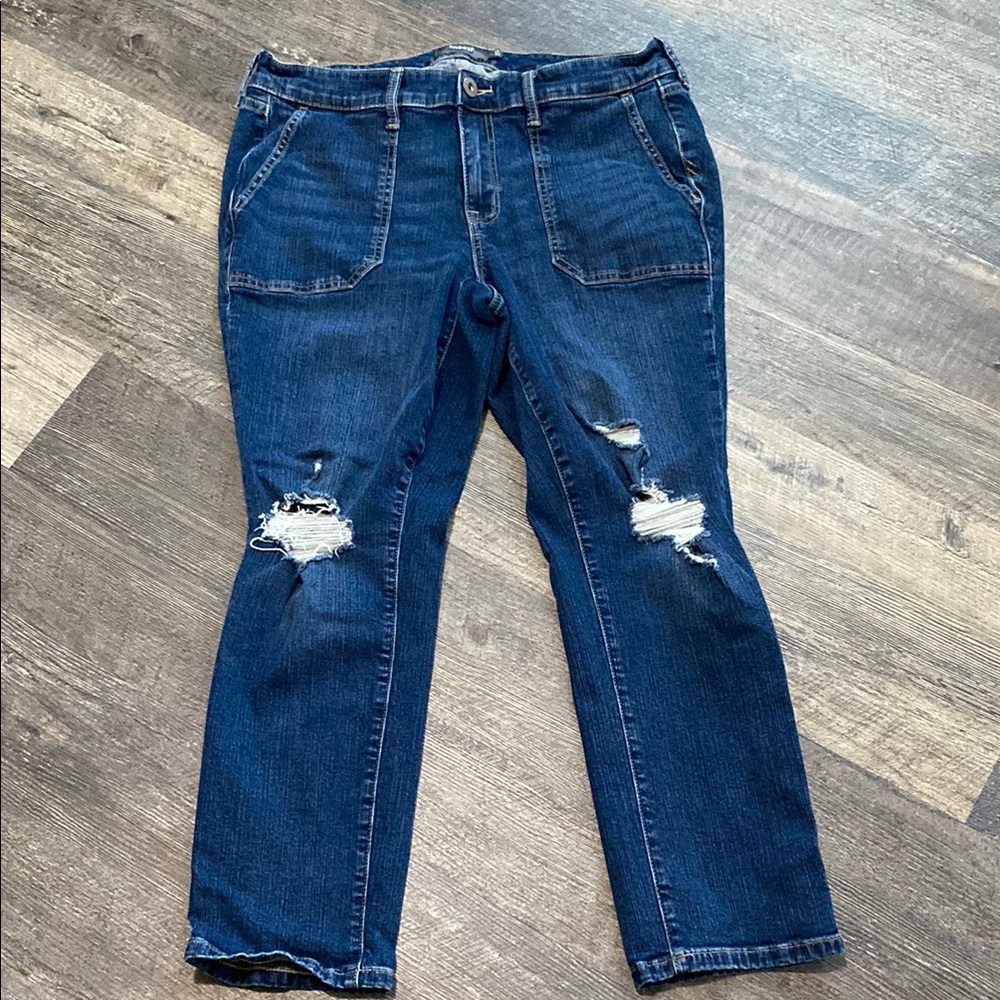 Torrid Blue Boyfriend Jeans Distressed Style Size 12R